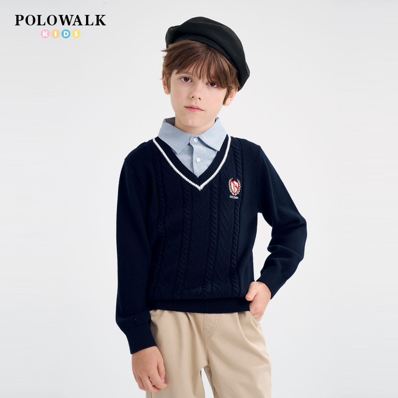 POLOWALK男童衬衫领针织衫图片