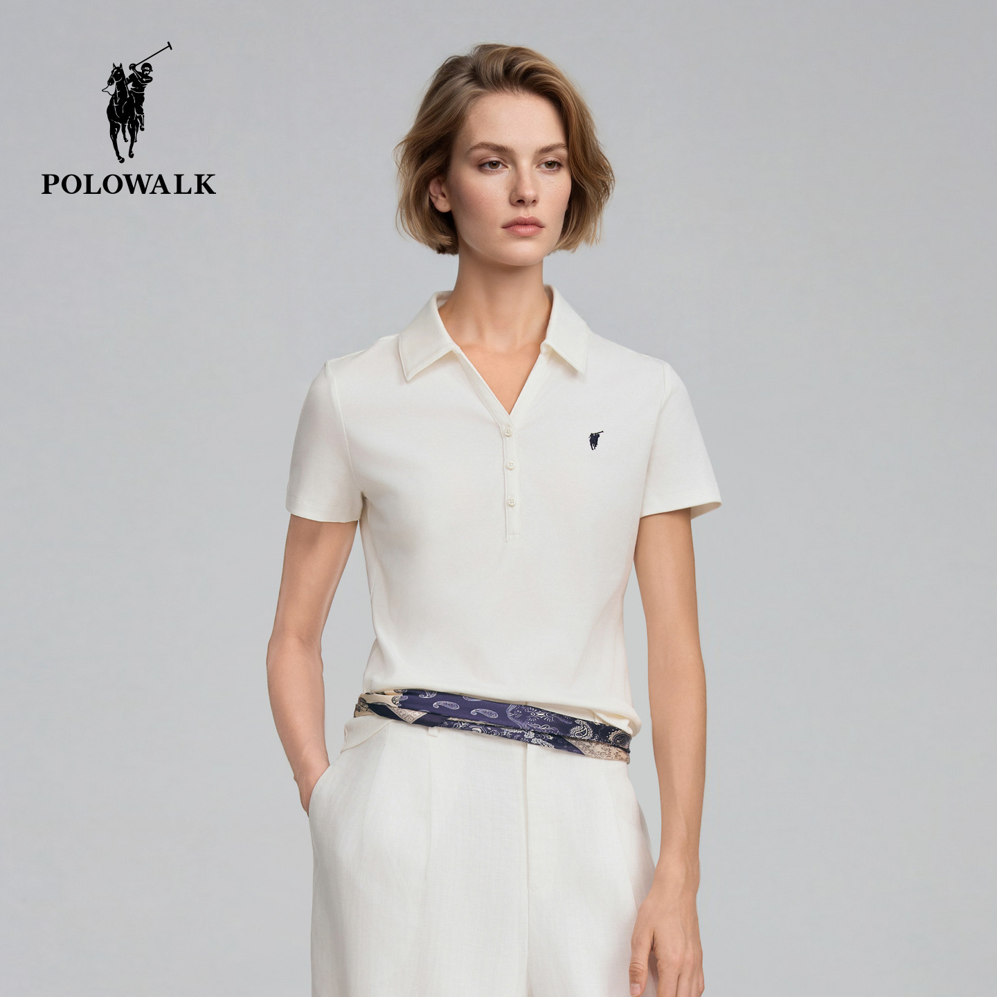 POLOWALK女款polo衫短袖t恤奥莱新款夏季女士气质上衣显瘦通勤