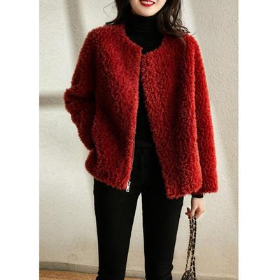 新品2023新款短款颗粒羊剪