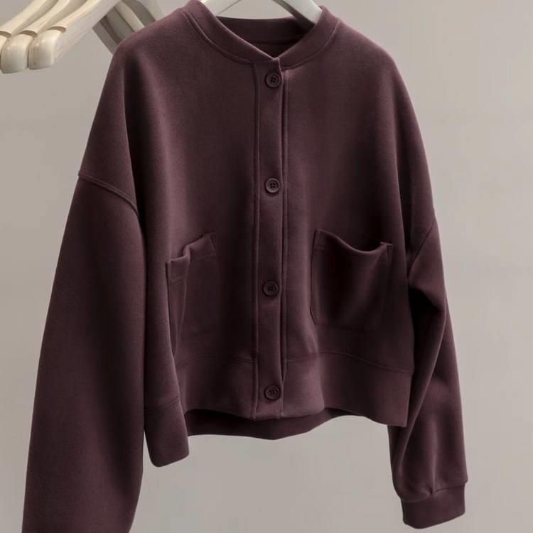 新品胖妹妹大码休闲春秋纯色韩系宽松休闲卫衣外套女开衫棒球服上