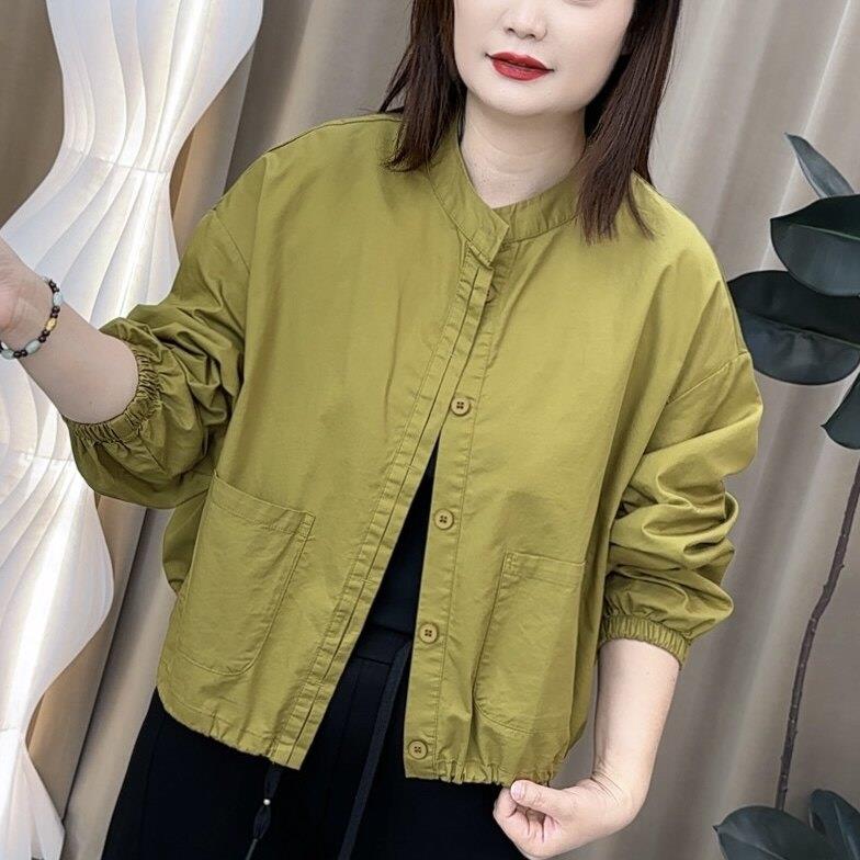 新品中老年女装妈妈春装衬衫外套短款洋气时尚薄款夹克开衫宽松上