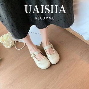 新品巨好看平底浅口白色单鞋女2026新款春夏玛丽珍小皮鞋配裙子勃