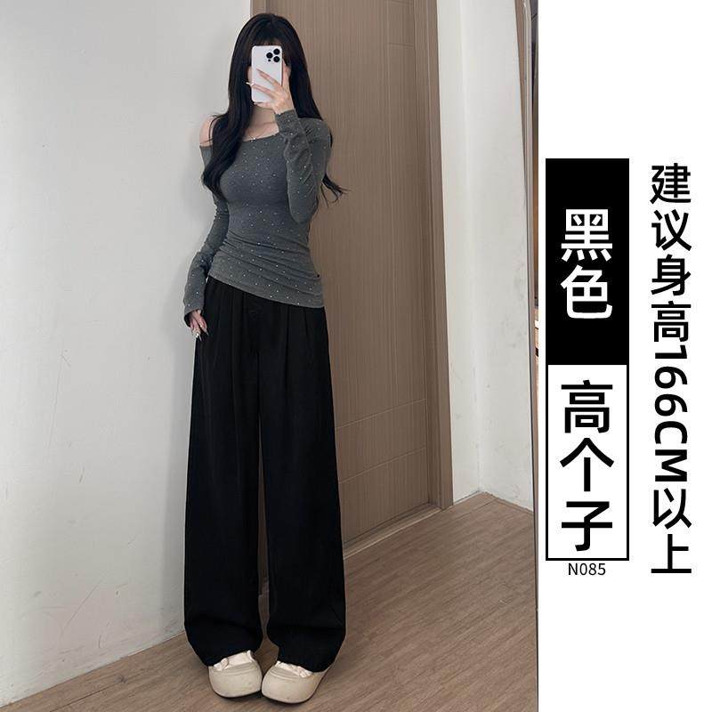 新品松紧腰牛仔裤女2025新款秋季大码垂感直筒休闲小个子宽松阔腿