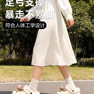 日本增高厚底加绒棉拖鞋女款2025新款防滑足弓支撑冬天外穿洞洞鞋