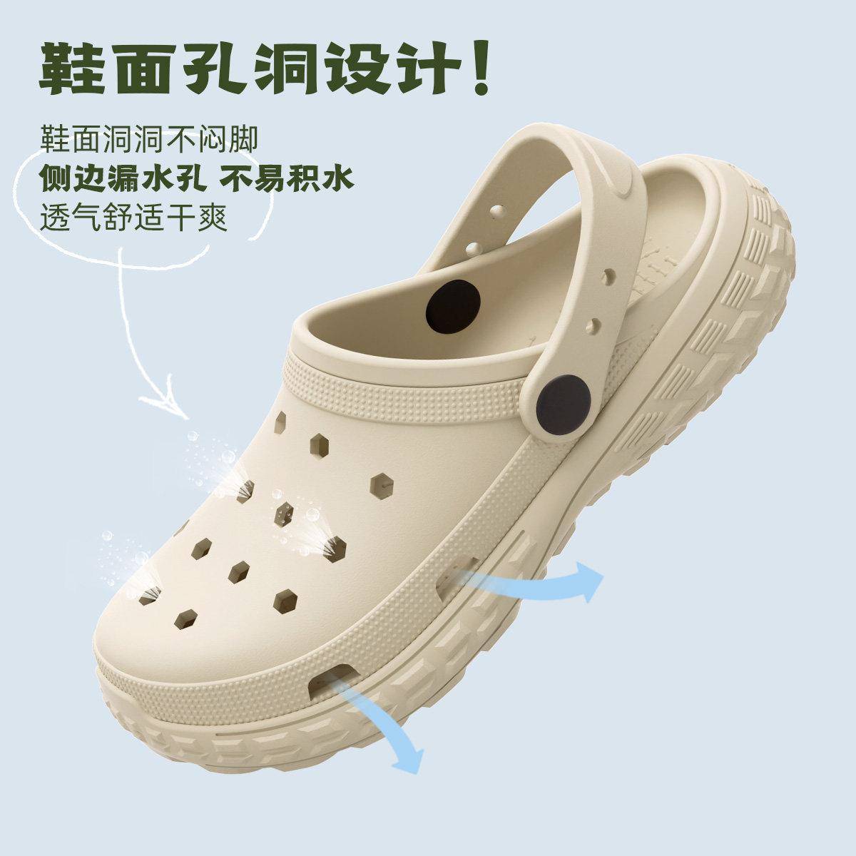 推荐防滑洞洞鞋男款2026新款夏季外穿溯溪户外开车防臭eva凉拖鞋