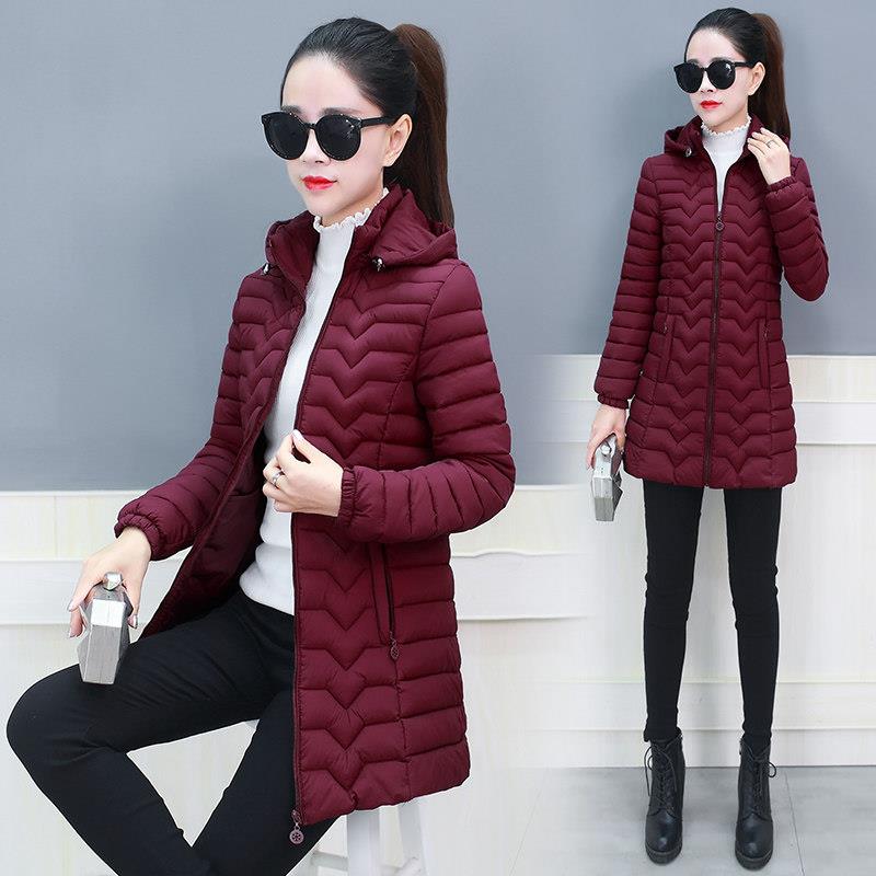 新品冬季新款棉衣女中长款时尚修身加厚羽绒棉服妈妈时尚中青年棉