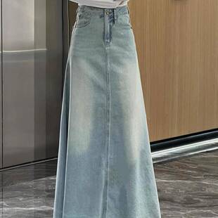 新品春季新款牛仔半身裙女大码女士春款长裙2026春款水洗高腰宽松