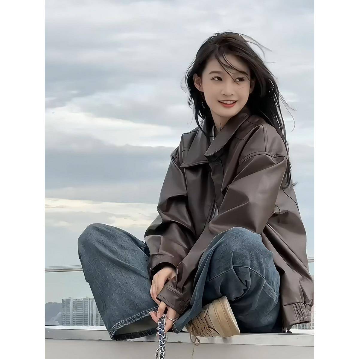 新品皮衣外套女2026年新款秋冬季机车短款美拉德穿搭小个子加厚皮