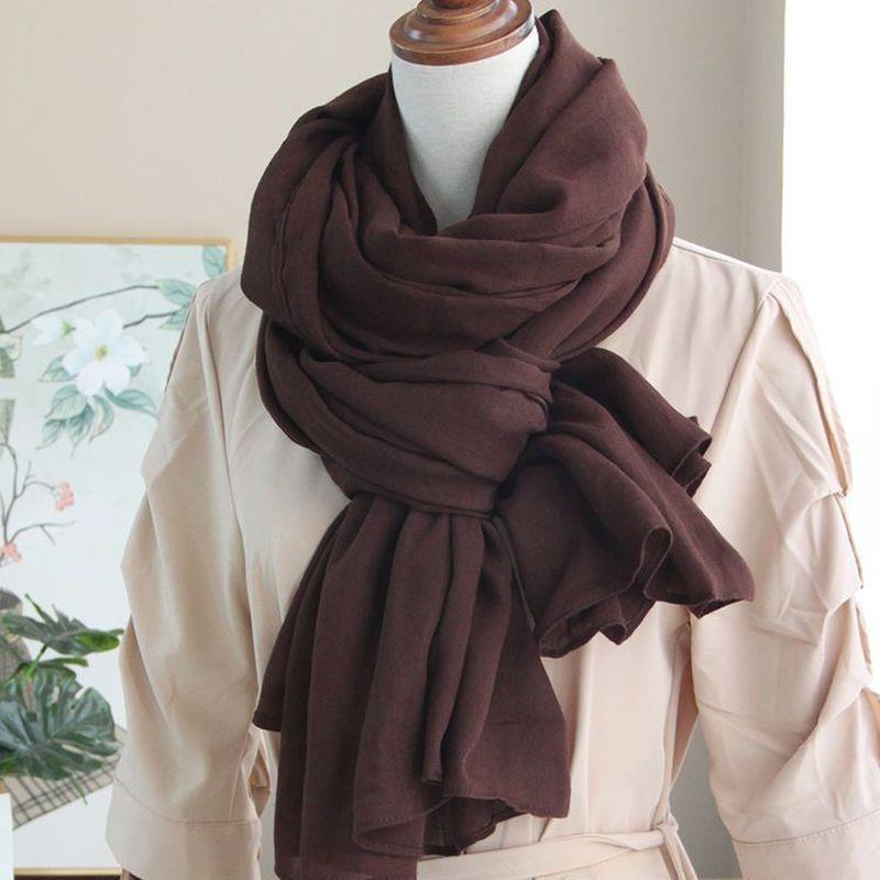 文艺棉麻围巾女百搭2025春秋冬超大纯色韩系丝巾护颈围脖空调披肩