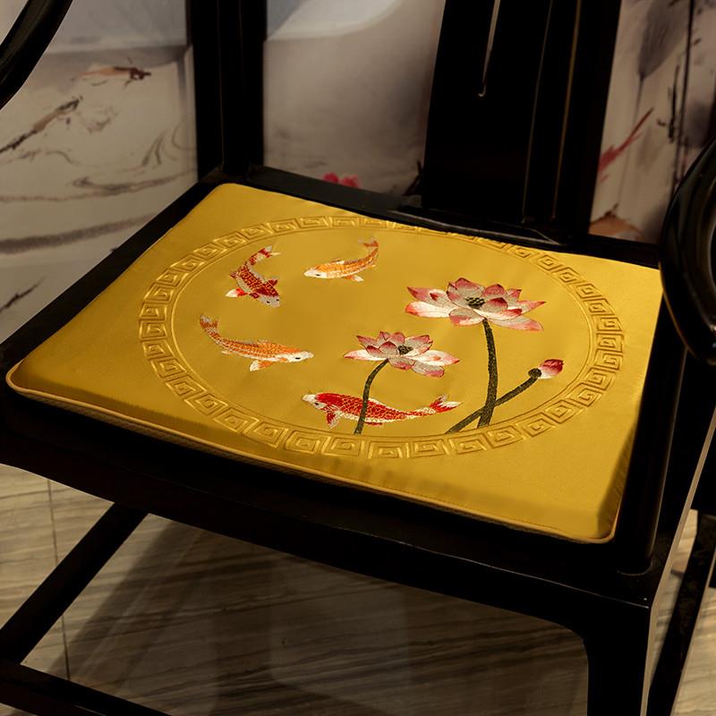 现货新中式坐垫刺绣太师椅圈椅垫红木古典沙发家具茶椅子餐椅坐垫