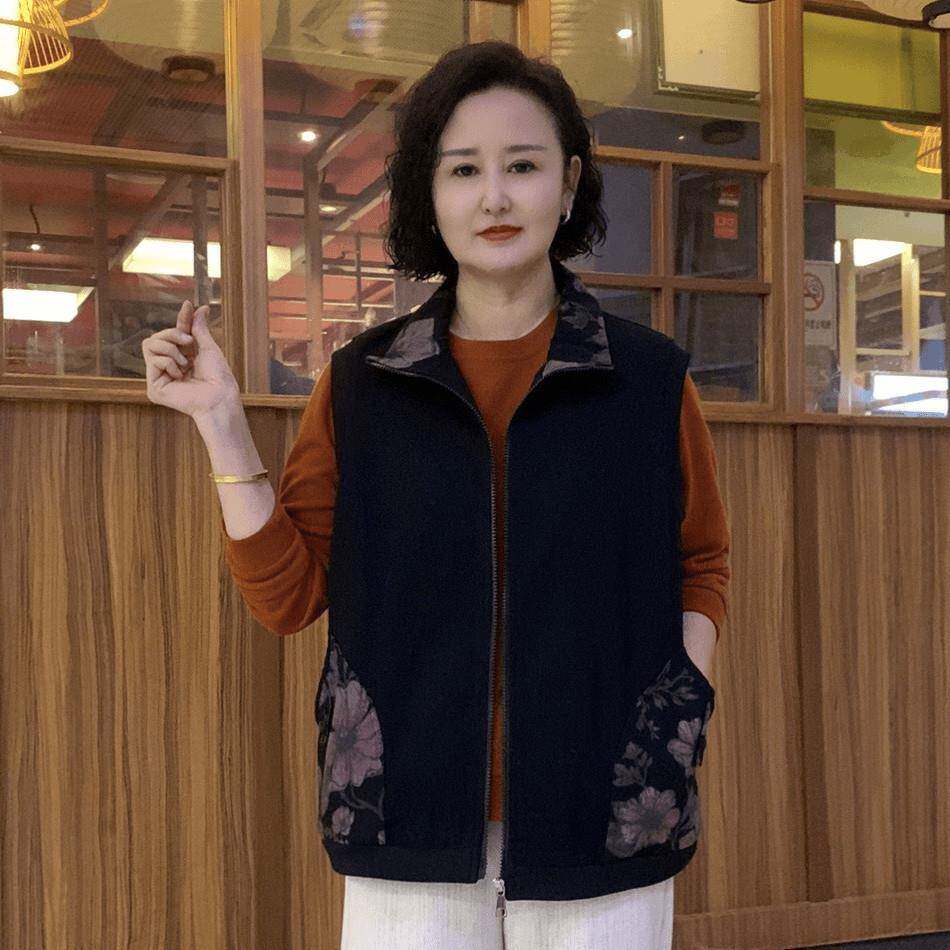 新品中老年女装马夹妈妈秋装2026新款马甲外套洋气宽松加肥加大码