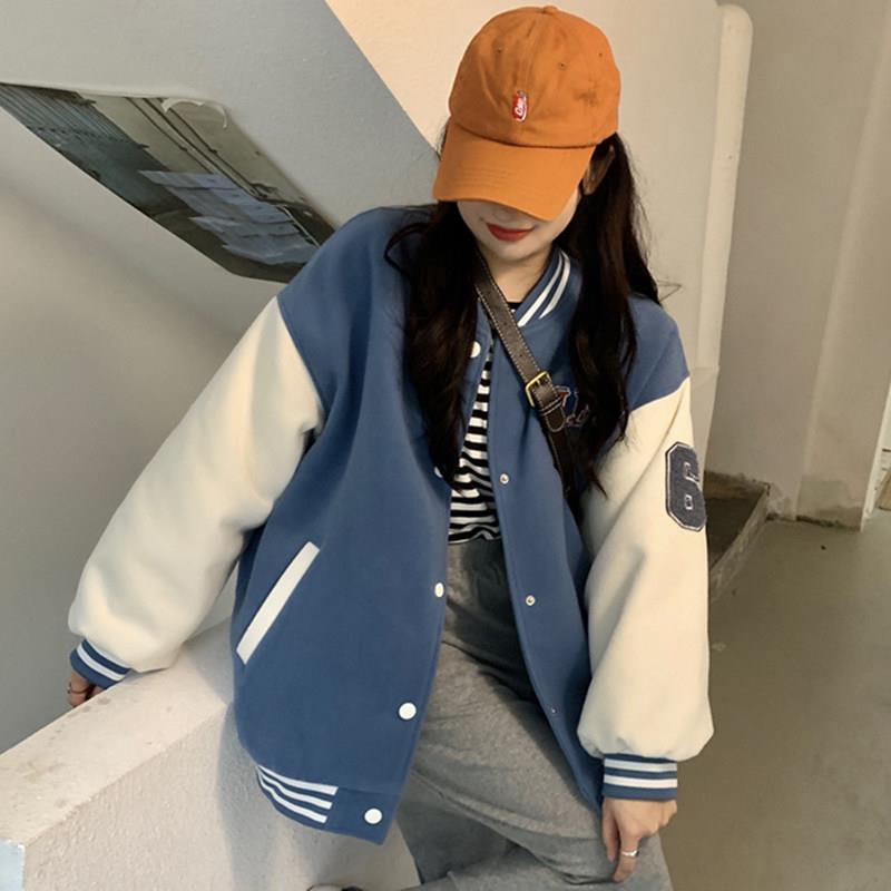 新品小香风夹棉棒球服女春秋欧货加厚棉服上衣减龄美式飞行服夹克
