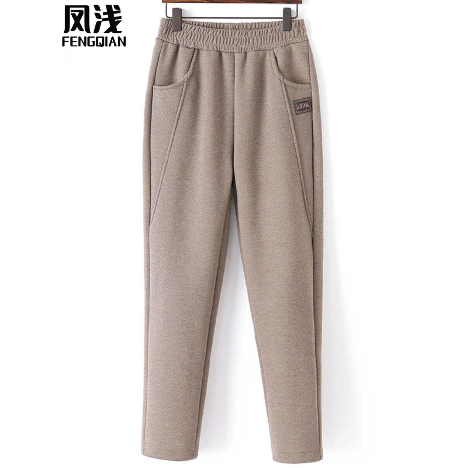 新品春秋裤子妈妈针织加绒加厚保暖直筒裤中老年女宽松休闲高腰松