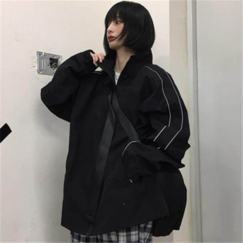 新品反光外套棒球服女2026年新款韩版宽松原宿风情侣炸街宽松长袖