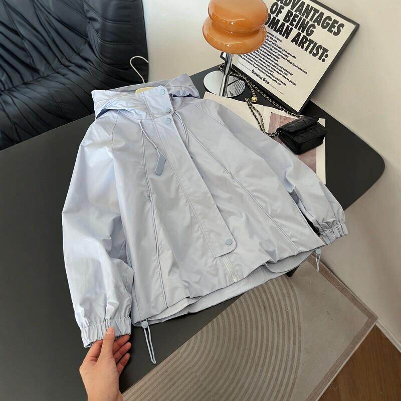 新品大码胖MM连帽冲锋衣外套女2025年秋季新款小个子宽松休闲夹克