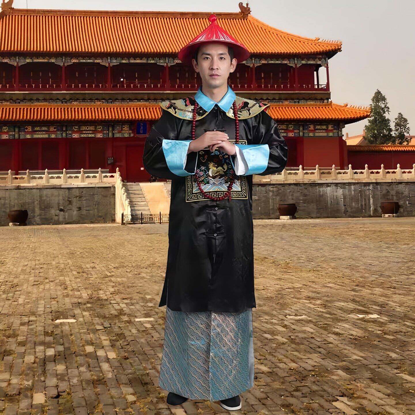 新品清朝官服男曾国藩左宗棠一品大臣王爷服装太监公公侍卫年会演