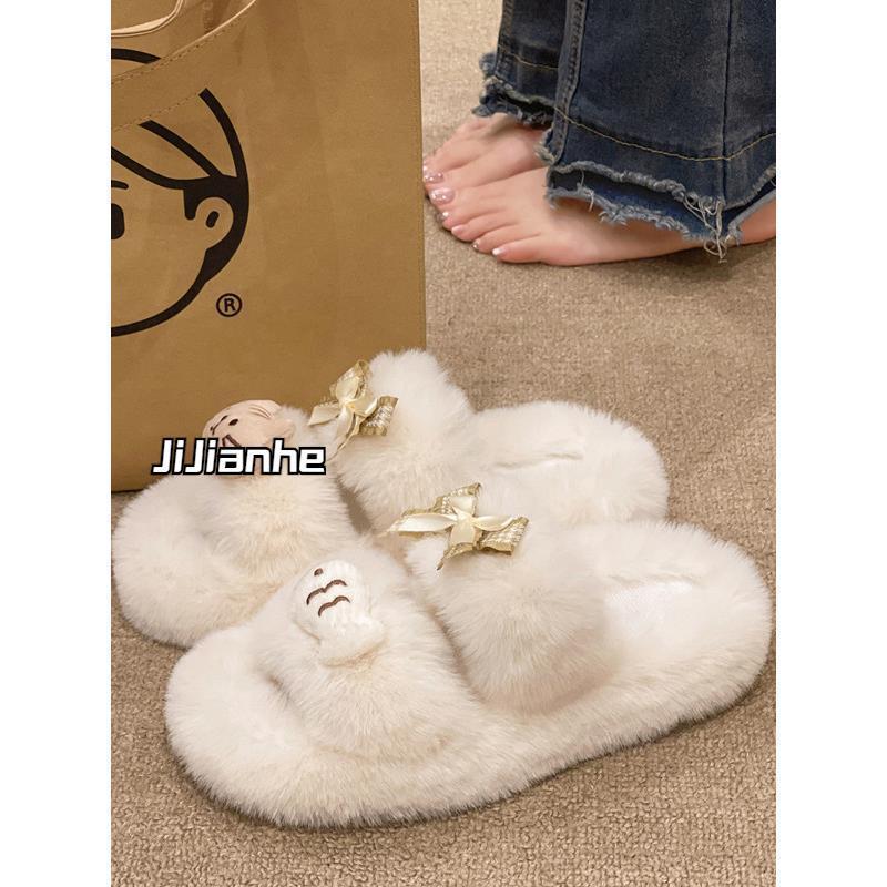 可爱毛毛拖鞋女外穿秋冬季