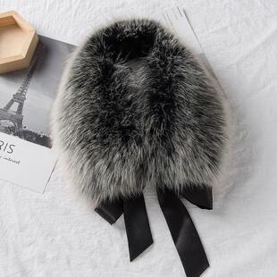 仿狐狸毛假领子通用型毛领围脖大衣丝带秋冬百搭护颈披肩韩