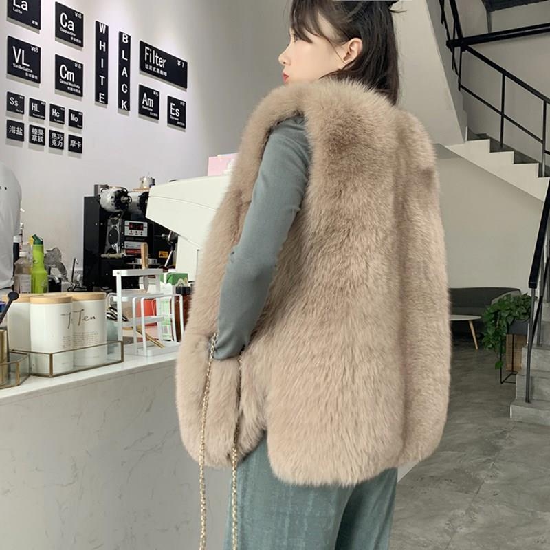 新品皮草马甲女中长款2026秋冬新款仿狐狸毛背心时尚马夹显瘦毛毛