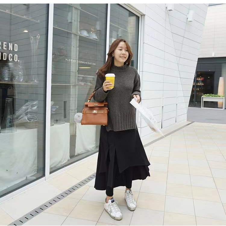 新品秋冬季新款高腰大码女装200斤胖MM加绒加厚假两件外穿打底裙