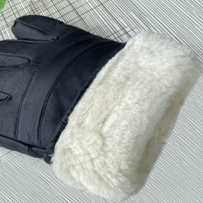 真牛皮羊毛手套男式大码骑