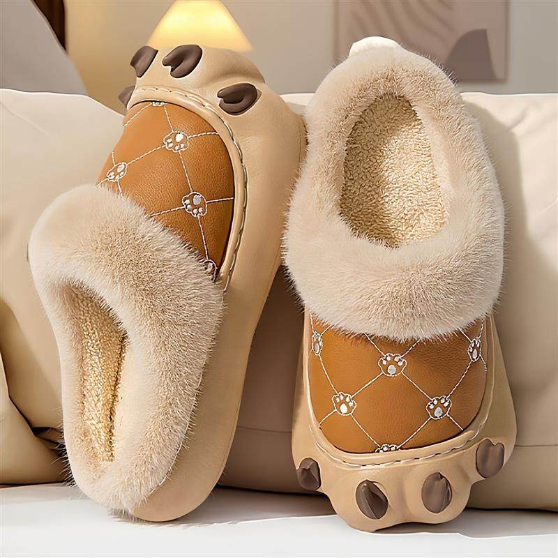 可爱女款毛毛拖鞋保暖防水棉拖鞋2025款冬季室内家居防滑拖鞋