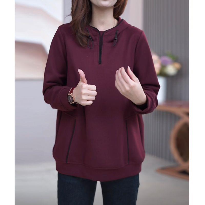 新品不挑年纪加绒高档连帽卫衣大码女装遮肉宽松保暖外穿内搭2026