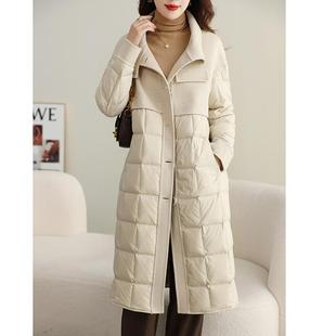 极速双面羊绒拼接鹅绒羽绒服女款2024年冬装新款立领毛呢大衣外套