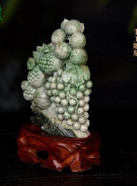 现货纯手工雕刻天然米黄玉