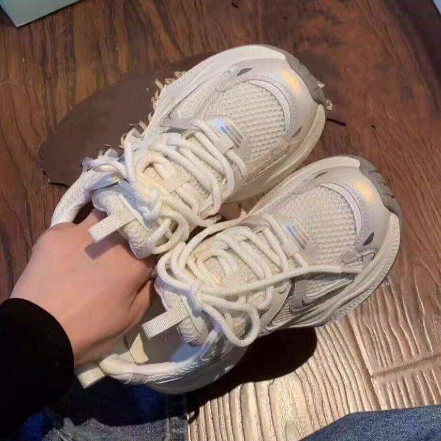 新品欧洲站2026春季新款真皮厚底增高老爹鞋女爆款百搭时尚休闲运