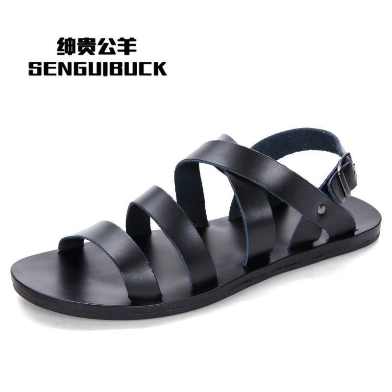 新品夏季新款大码男士罗马凉鞋青年45休闲鞋韩版越南凉拖鞋46码男