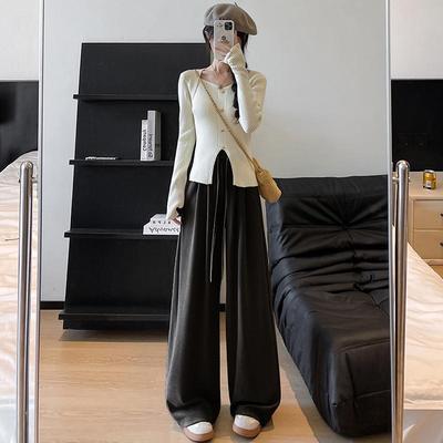 新品燕麦色糯米裤子女秋季