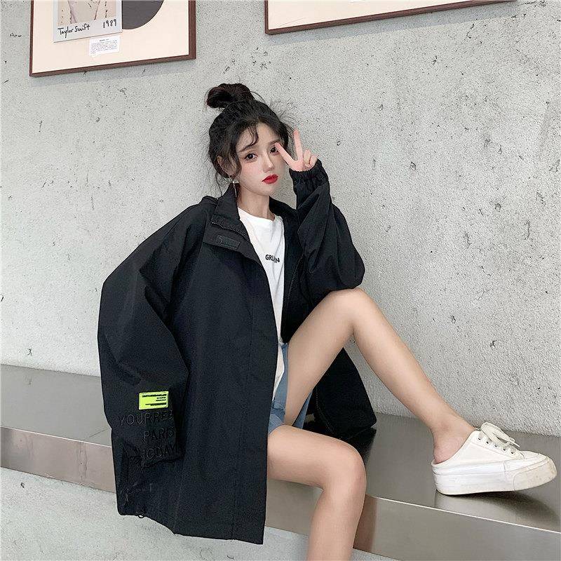 新品春秋加绒棒球服女欧洲站宽松运动百搭美式盐系小个子外套冲锋