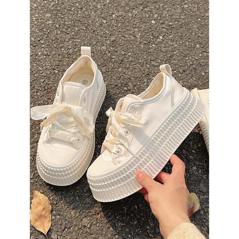 新品小白鞋女厚底增高饼干鞋2026新款春夏女鞋配裙子鞋子百搭运动