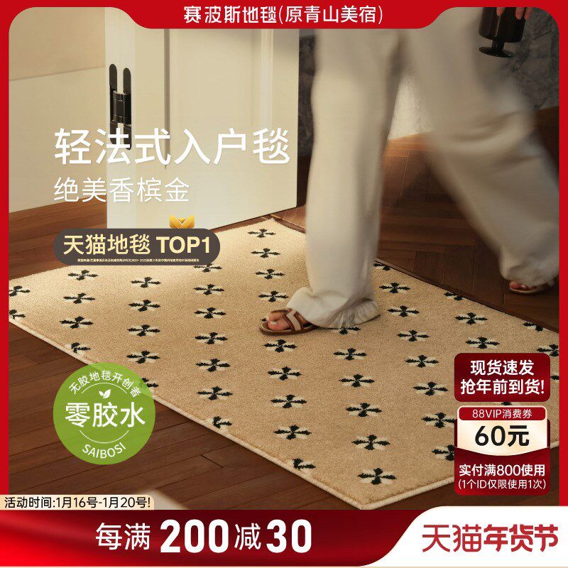 绝美香槟金! 进门毯小毯法式无胶入户地垫门口脚垫赛X波斯青山美