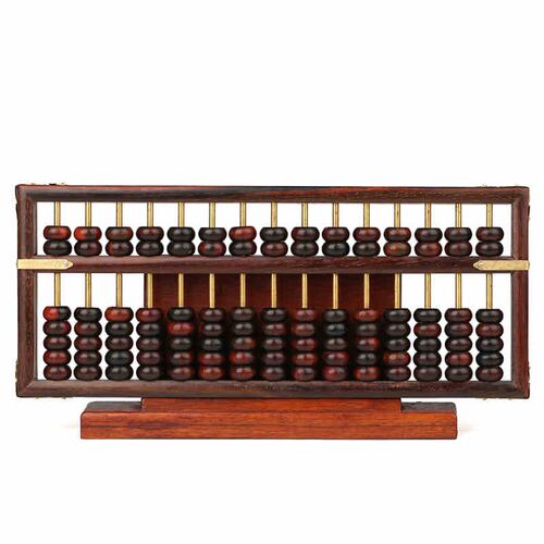 酸枝木制红e木算盘 实木雕刻工艺品木雕摆件 儿童老式木质算盘铜