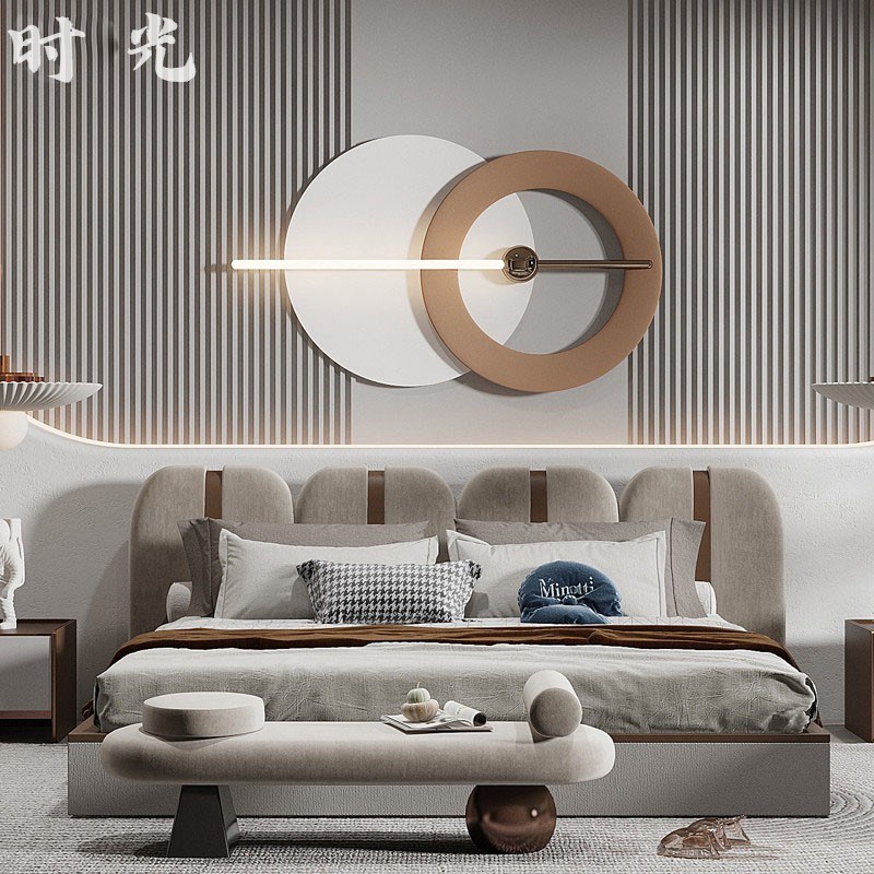 意式奶油风立体墙上装饰壁挂卧室床头挂件K沙发背景墙金属带灯壁