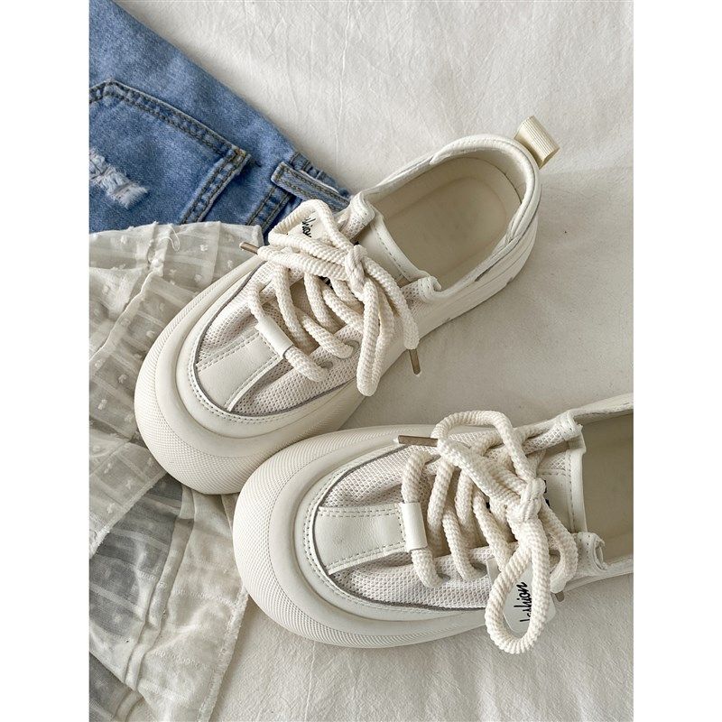 喜叔丑萌网面透气小白鞋p女2025新款夏季厚底小众板鞋运动休闲网,女鞋,网面鞋,淘宝优惠券,粉丝福利购,淘宝优惠卷