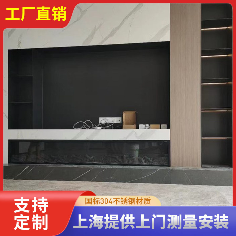 定制不锈钢e电视壁龛嵌入式置物架背景墙客厅金属钢板柜展示柜