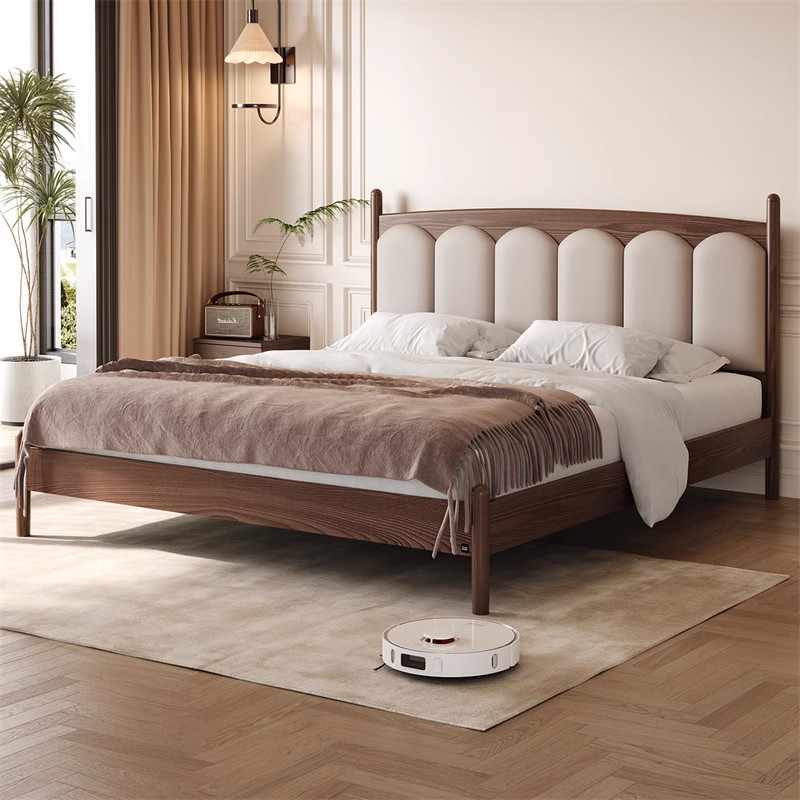 顾家家居实木猫抓布软靠主卧大床