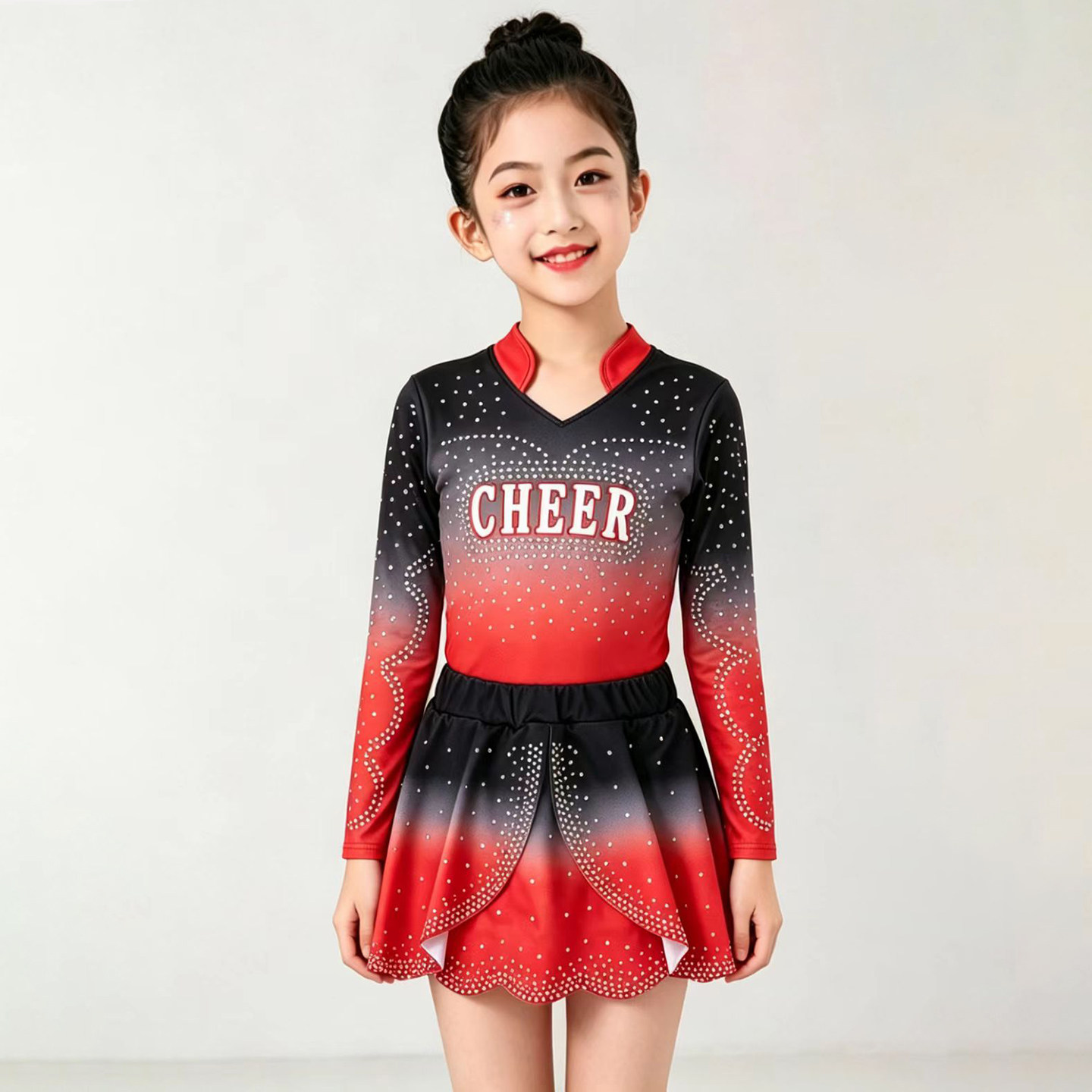 新款儿童花球啦啦操健美操成人比赛服装啦啦队校园服装运动会套装