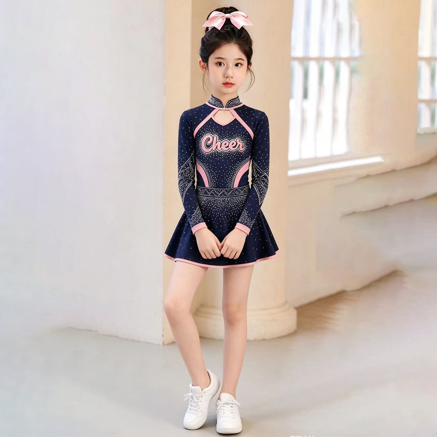 新款儿童花球啦啦操比赛服装啦啦队校园健美操服装运动会套装