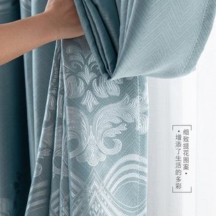 全遮光窗帘布北欧简约客厅遮阳隔热阳台隔断成品便宜窗帘 卧室新款