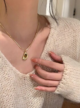 虎眼石不规则蛇骨链装饰品女配饰衣服百搭项链轻奢小众独特毛衣链