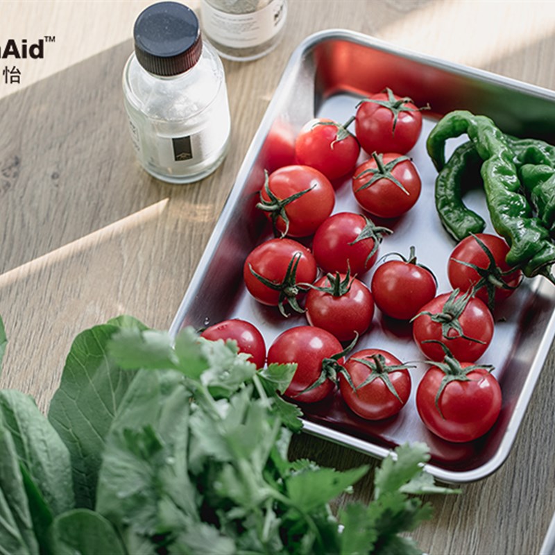 酷新怡日式304不锈钢料理盘磨砂肠粉平盘食物分装收纳盘 可入烤箱