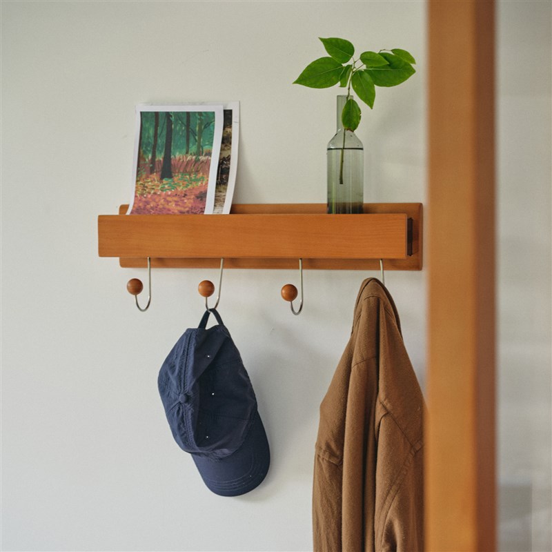 minimore栗子衣帽架北欧复古实木客厅玄关卧室搁板置物挂衣架