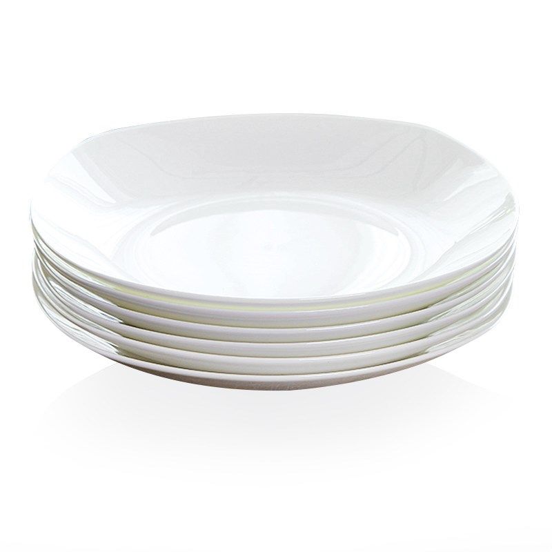 盘子6只装 纯白陶瓷盘子家用菜盘子圆形饭盘汤盘深盘白色骨瓷盘子,餐饮具,盘,淘宝优惠券,粉丝福利购,淘宝优惠卷