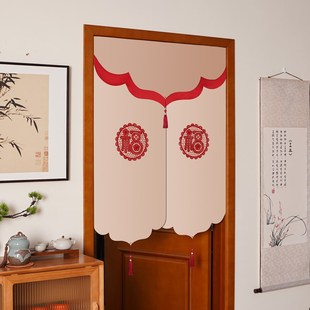 遮挡帘家用福字绣花帘子客厅喜庆新年装 福至家门门帘四季 饰隔断帘