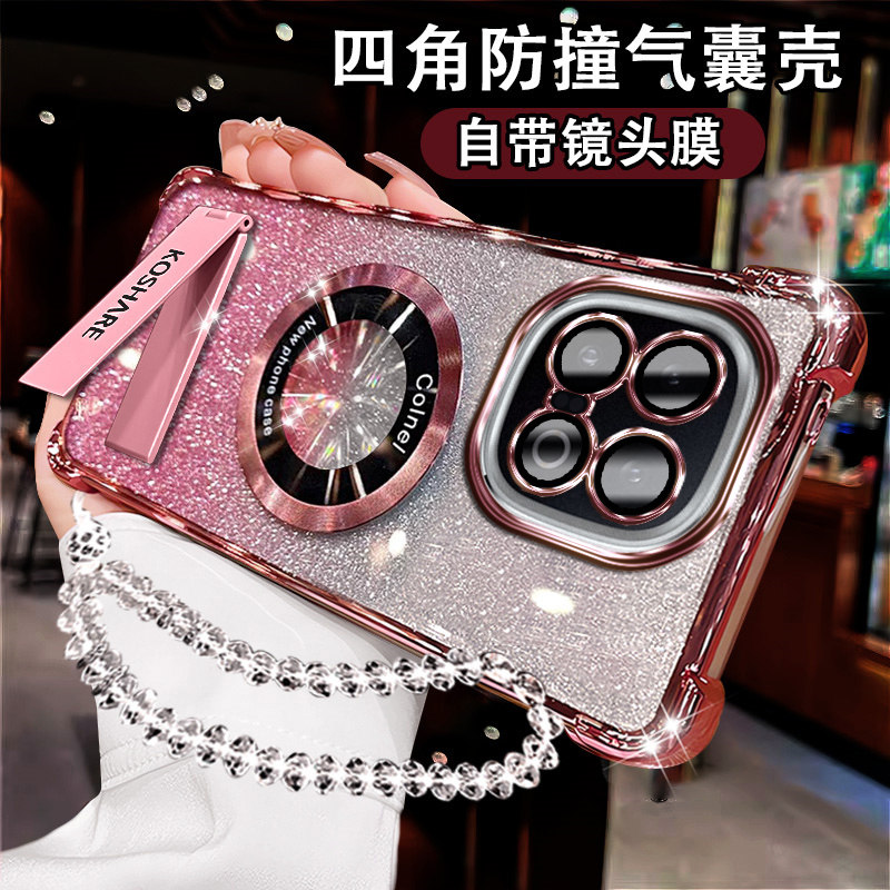适用IQOO15网红手机壳磁吸折叠支架iq0015气囊闪粉硅胶V2505A镜头膜全包iqoo13防摔软壳iq0013超薄新款保护套