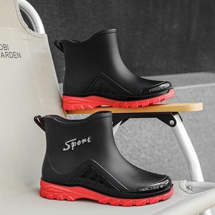 洗车厨房厨师工作防水鞋 雨鞋 防滑耐磨户外潮流水鞋 新款 男雨靴 胶鞋